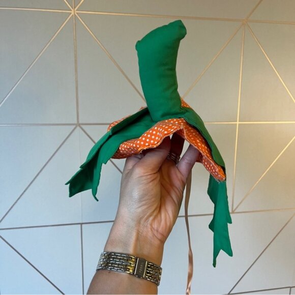 Vintage 1980s Baby Toddler Pumpkin Halloween Costume Romper with Hat - Picture 9 of 11